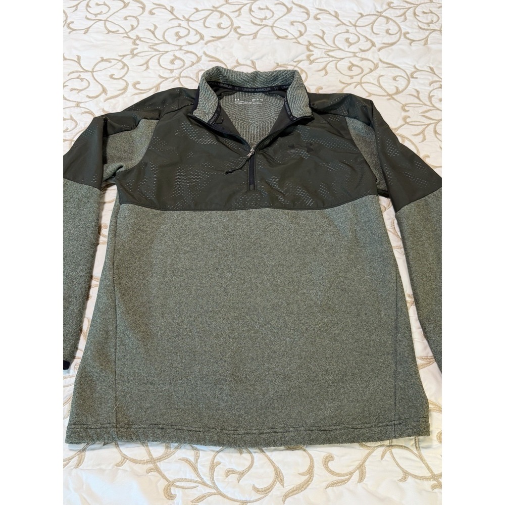 Under Armour ColdGear 1/4 Zip Pullover Men's S Green Loose Athletic Sweatshirt